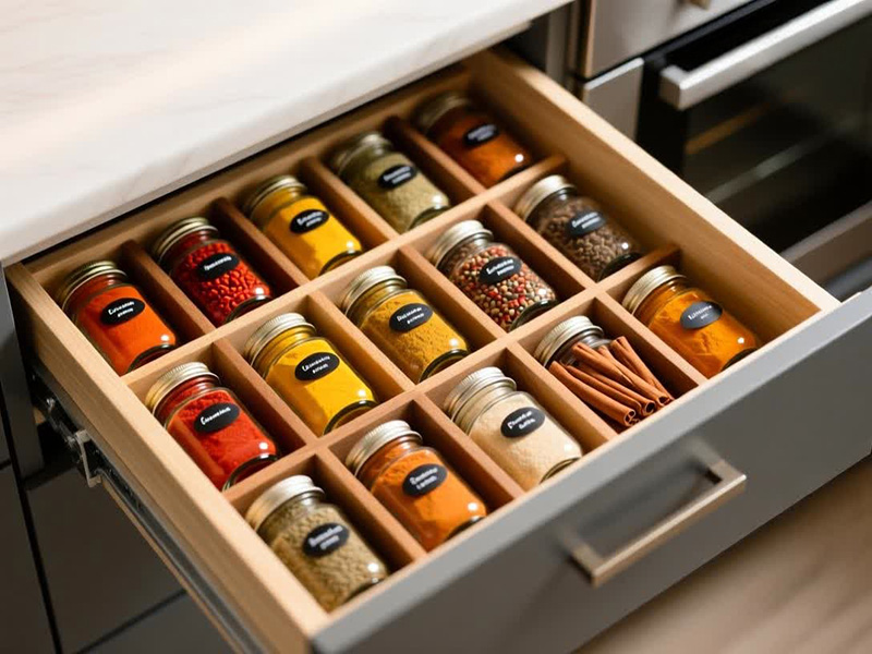 این اکسسوری ها برای آشپزخونه لازمه: سطل زباله کابینت ، جا بطری و جا ادویه