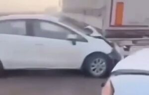 تصادف زنجیره‌ای ۹ خودرو در اربیل بر اثر یخ‌زدگی