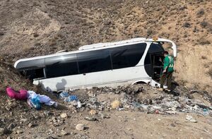 تصاویر واژگونی اتوبوس در محور هراز مسیر رینه