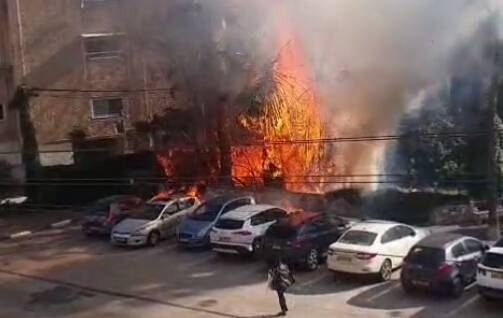 فیلم آتش‌سوزی خیابانی در حیفا