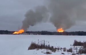 انفجار و آتش‌سوزی خط لوله گاز در رودخانه ویلو آمریکا