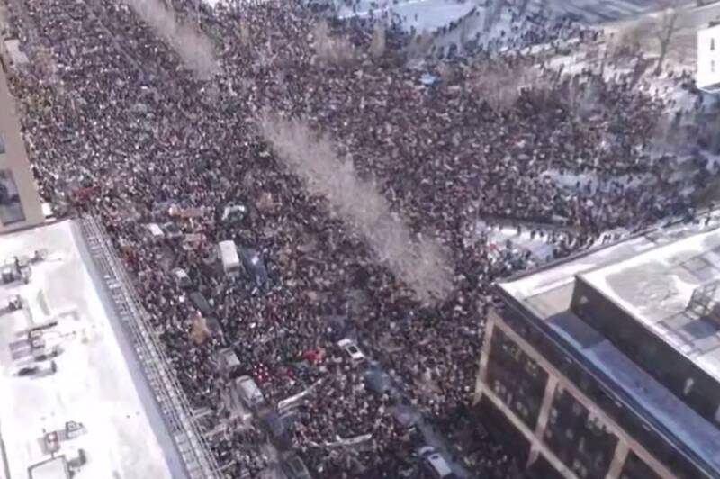 تصاویر هوایی از حضور گسترده معترضان در ایالت مینه‌سوتا