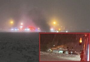 سقوط جت خصوصی در فرودگاه بنگور آمریکا با 8 سرنشین