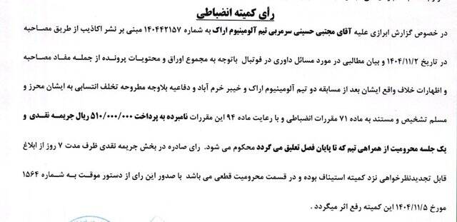 جریمه استقلال، فجر سپاسی و گل‌محمدی از سوی کمیته انضباطی