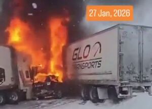 تصادف بیش از ۵۰ خودرو در کانادا