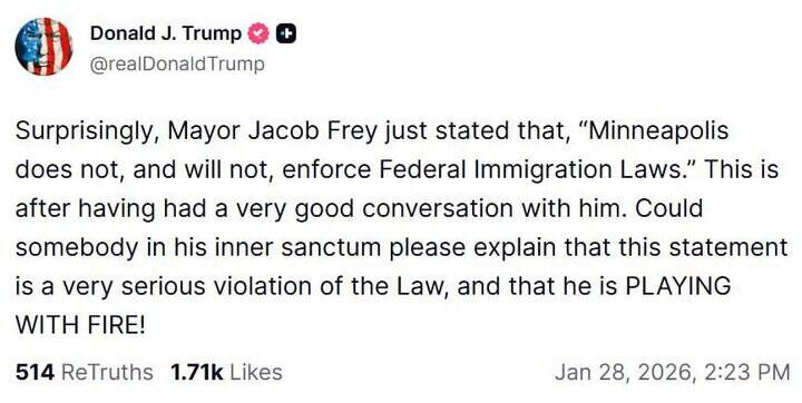 قلدری ترامپ علیه شهردار مینیاپولیس