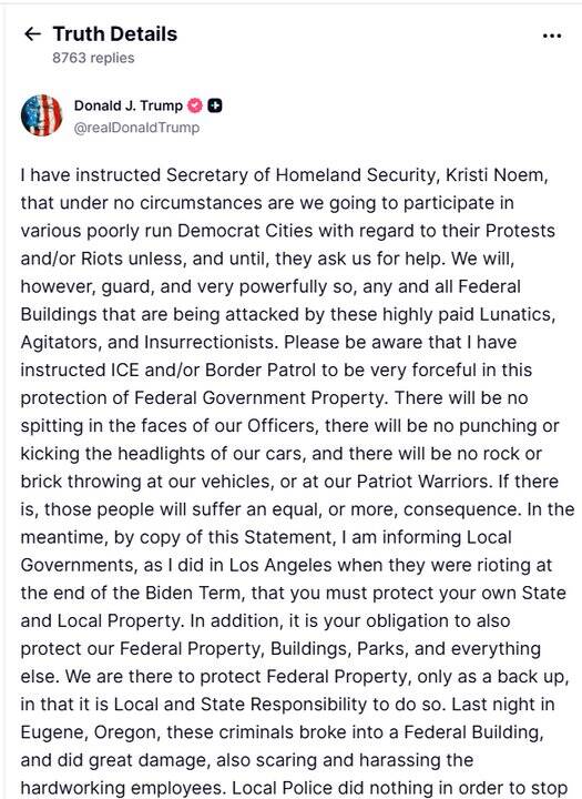 ترامپ: دیگر به ایالتهای دموکرات کمک نمیکنم