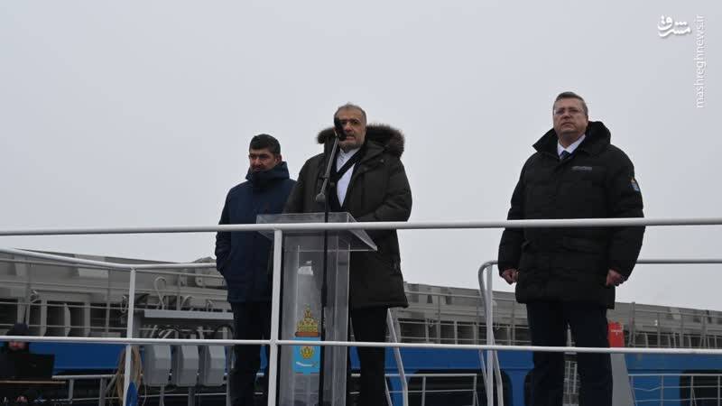 امضا سند تحویل کشتی بیش از ۷۲۰۰ تنی خزر با حضور سفیر ایران+ عکس