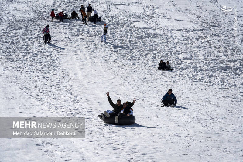 عکس/ تیوپ سواری در پیست اسکی بارده