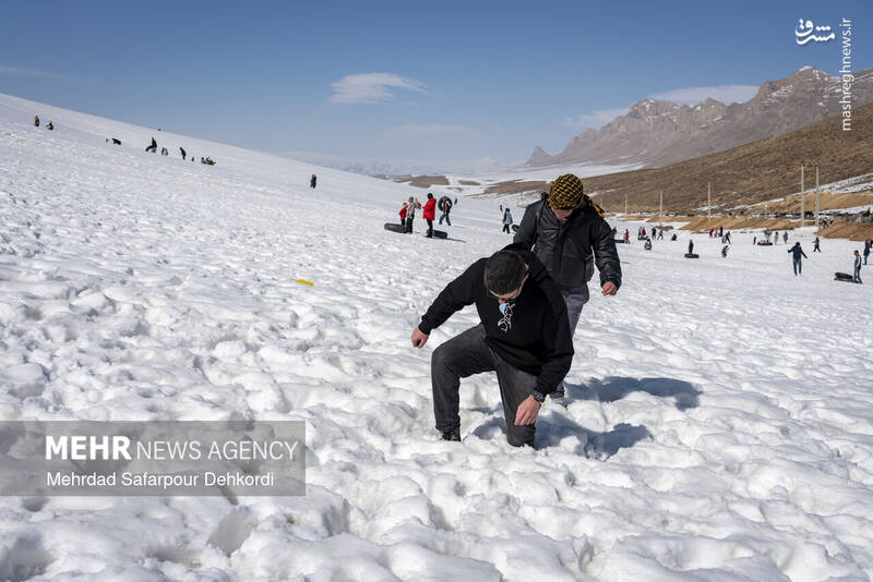 عکس/ تیوپ سواری در پیست اسکی بارده