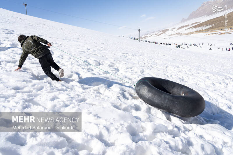 عکس/ تیوپ سواری در پیست اسکی بارده
