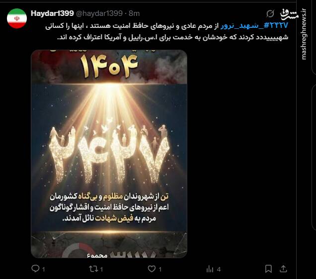 واکنش کاربران فضای مجازی به اربعین شهدای حوادث دی ماه