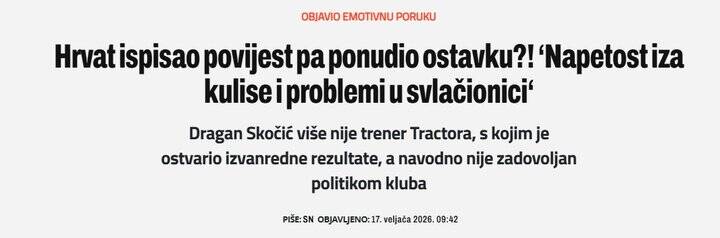 بازتاب جدایی اسکوچیچ از تراکتور در رسانه های کرواسی