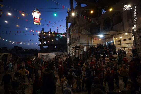 آذین‌بندی غزه به مناسبت آغاز ماه مهمانی خدا