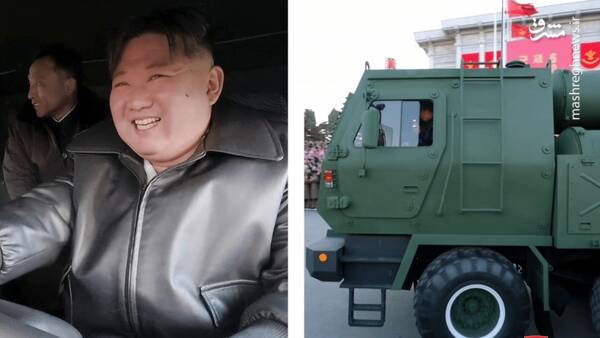 رهبر کره شمالی پشت فرمان لانچر موشکی+عکس