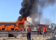 برخورد زنجیره‌ای و مرگبار خودروها در یزد