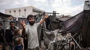 چادرهای آوارگان فلسطینی در آب باران غرق شد