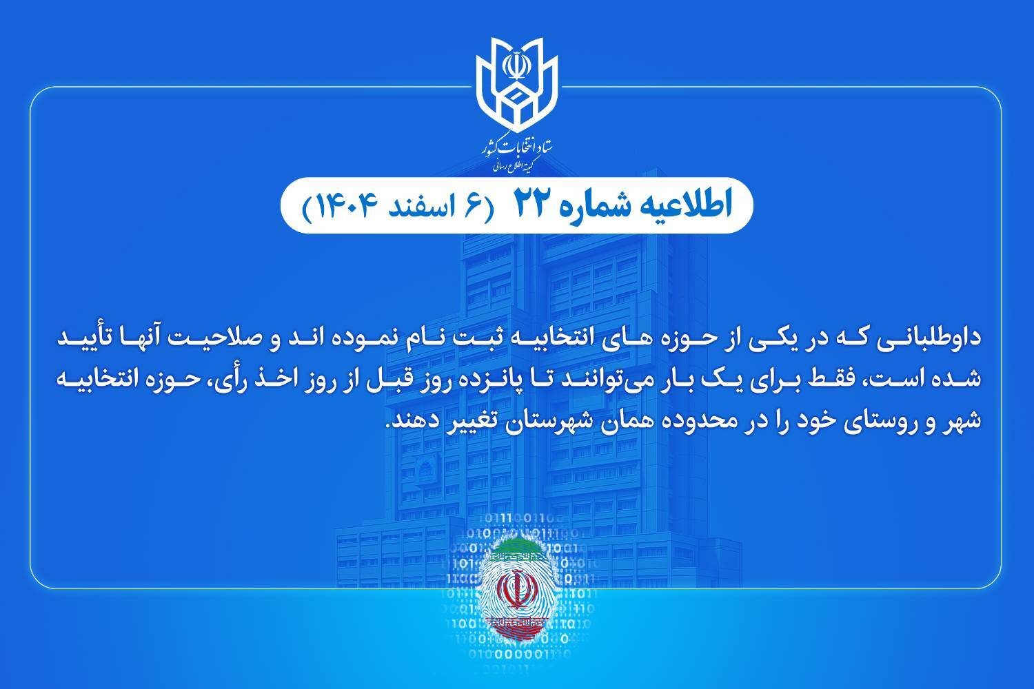 امکان تغییر حوزه انتخابیه داوطلبان انتخابات شوراها