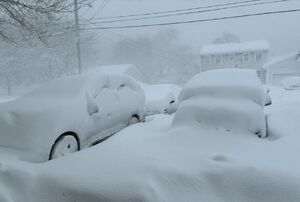 برف یک متری در ایالت رود آیلند آمریکا