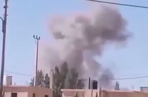 ستون‌ دود ناشی از حملات ایران در پایگاه هوایی موفق السلطی در اردن