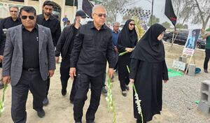 سخنگوی دولت به هرمزگان سفر کرد/حضور مهاجرانی بر مزار شهدای دانش‌آموز میناب +عکس