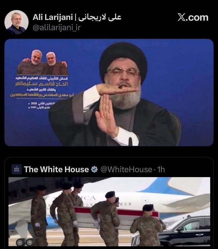 واکنش علی لاریجانی به خبر بازگشت اجساد سربازان آمریکایی+ تصویر
