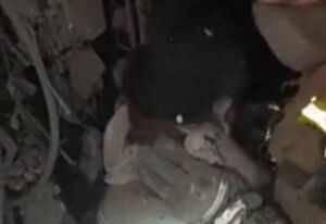 لحظه بیرون کشیدن پیکر دختر بچه یک ساله از زیر آوار در تهران(۱۵+)