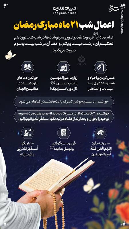 اینفوگرافیک/ اعمال شب بیست‌ویکم ماه مبارک رمضان