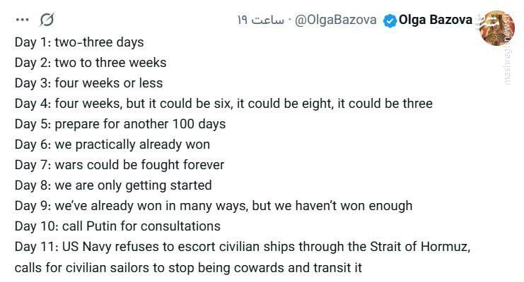 روزشمار اظهارات متناقض آمریکایی‌ها در جنگ