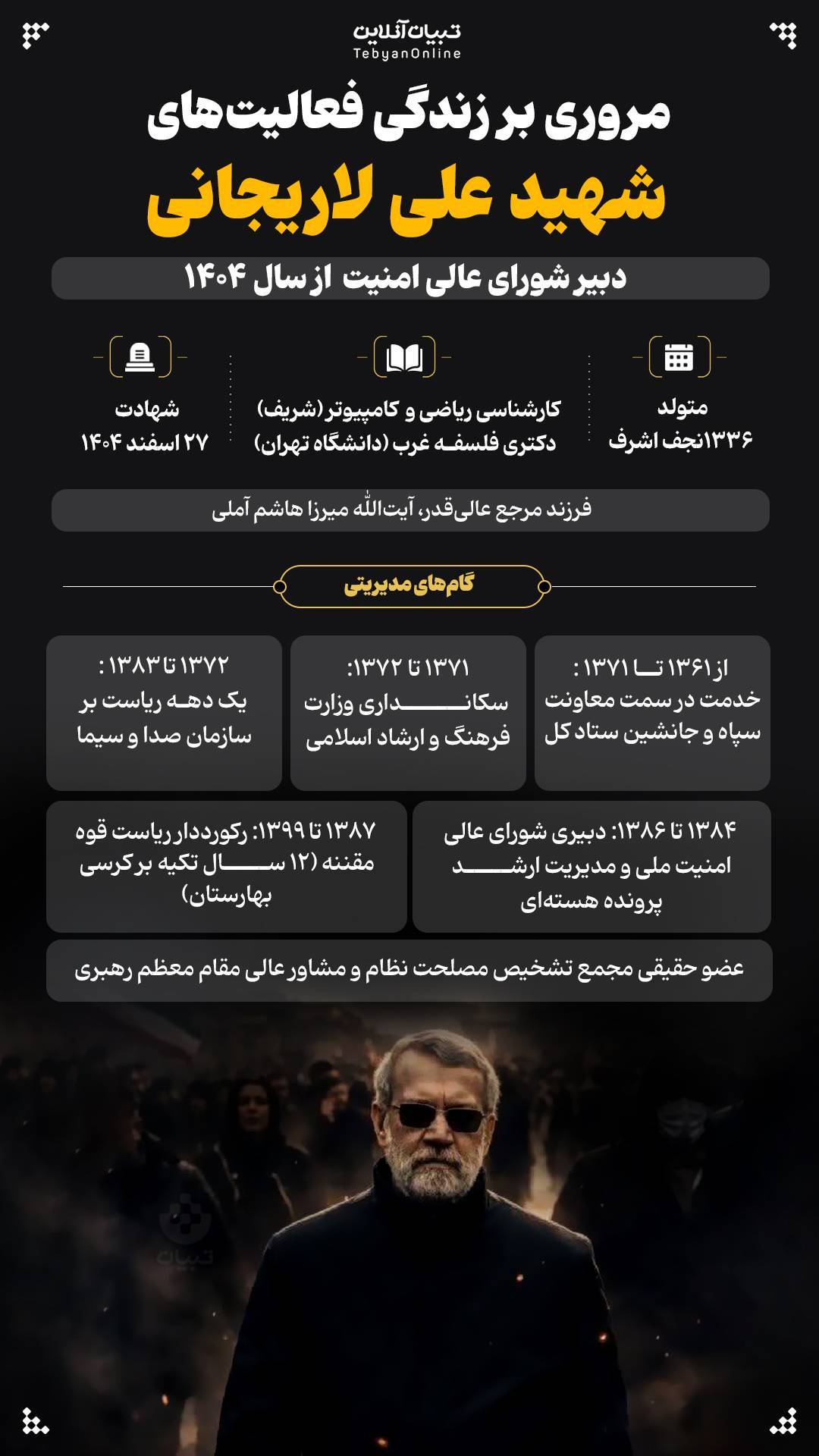 اینفوگرافی/ مروری بر زندگی فعالیت‌های شهید علی لاریجانی