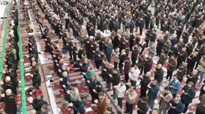 تصاویر هوایی از شکوه اقامه نماز عید فطر در جمکران