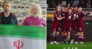  اهتزار پرچم ایران در ورزشگاه میلان علیه آمریکا و اسرائیل