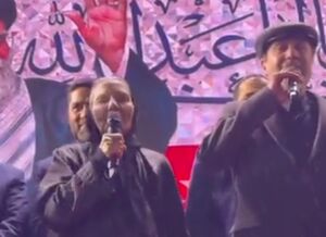 شعار جالب دو هنرمند پیشکسوت در میدان ولیعصر(عج)