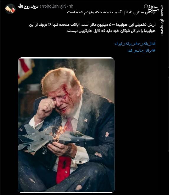 واکنش کاربران مجازی به انهدام هواپیمای شناسایی آواکس آمریکایی