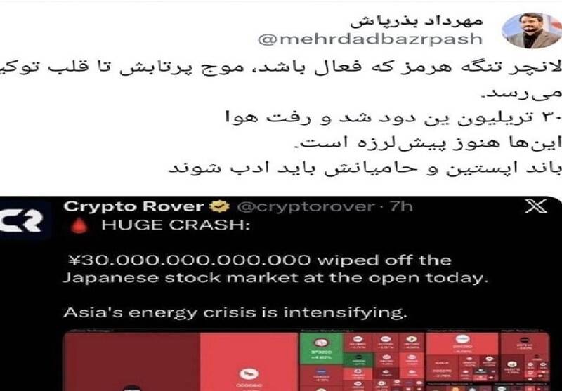 بازتاب جنگ علیه ایران؛ ۳۰ تریلیون ین در بورس توکیو دود شد