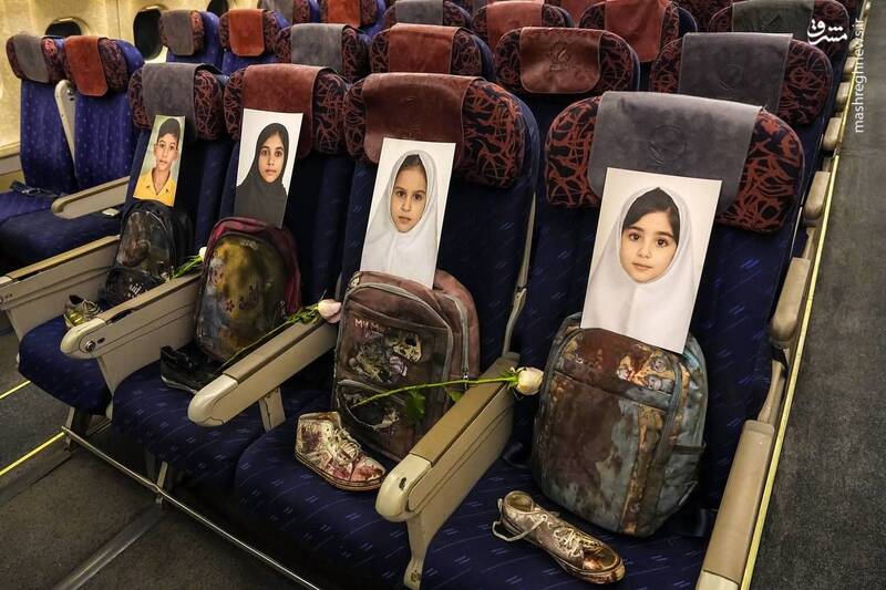 کودکان شهید میناب، همراه هئیت ایرانی"میناب ۱۶۸" به ریاست محمدباقر قالیباف در پرواز به اسلام&zwnj;آباد