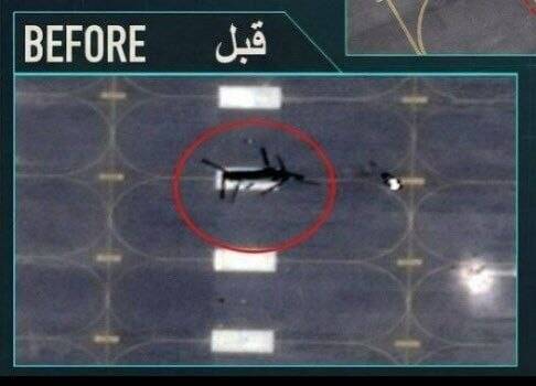 تصاویری از انهدام دو بالگرد پیشرفته‌دشمن روی باند