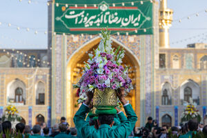 عکس/ گل‌آرایی ضریح رضوی در آستانه ولادت امام رضا(ع)