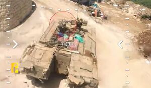 حمله FPV حزب‌الله به نفربر حامل نظامیان صهیونیست در القنطره