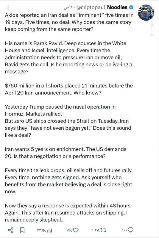 آکسیوس در ۱۹ روز ۵ بار گفت توافق می‌شود!