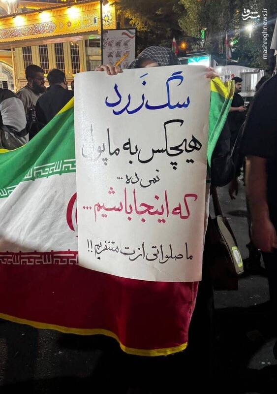 عکس/ دست‌نوشته‌ای جالب در تجمعات مردمی