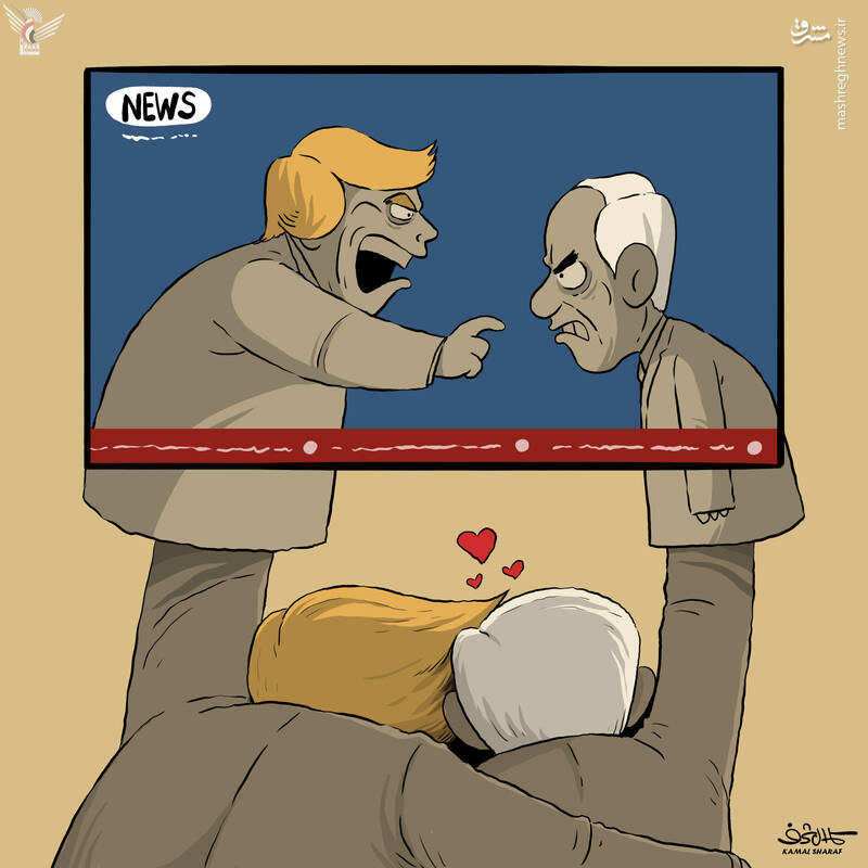 نگاه کارتونیست یمنی به اختلاف نتانیاهو و ترامپ