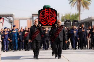 عکس/ تشییع نمادین پیکر باقرالعلوم(ع) در سامرا