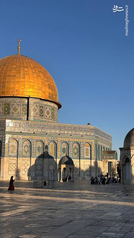 عکس/ غروب زیبای خورشید در صحن مسجدالاقصی