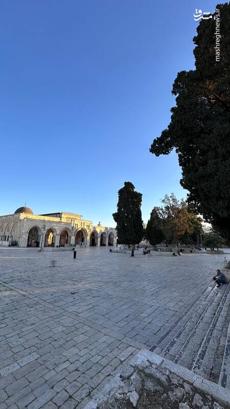 عکس/ غروب زیبای خورشید در صحن مسجدالاقصی