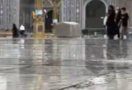 فیلم/ بارش باران در حرم مطهر رضوی در آستانه عید غدیر