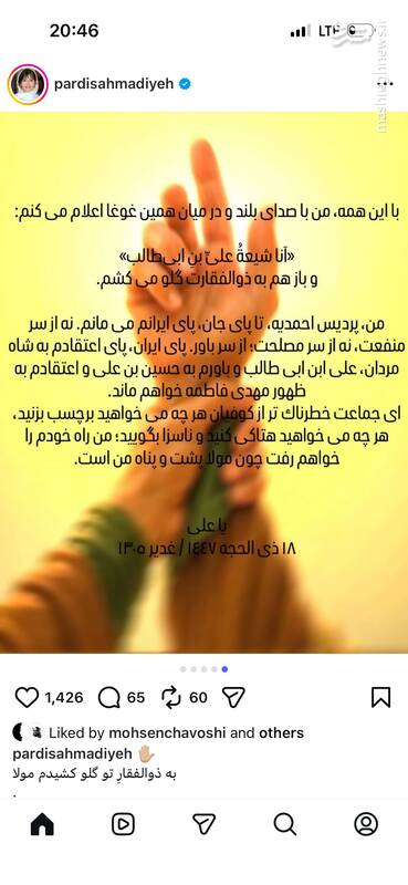 دلنوشته پردیس احمدیه از ارادت خود به حضرت علی(ع)