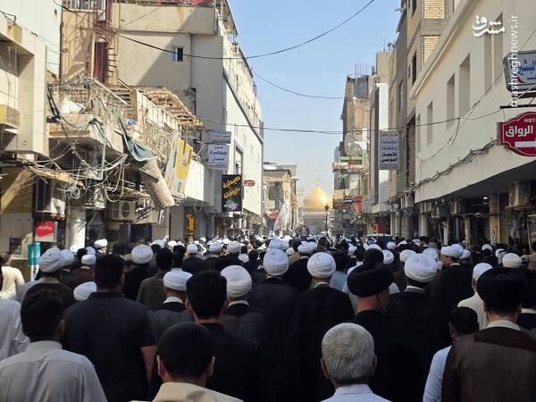 تشییع پیکر آیت‌الله فیاض در نجف اشرف+ عکس