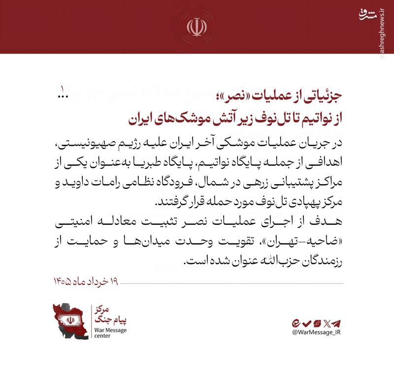 جزئیاتی از عملیات «نصر»؛ از نواتیم تا تل‌نوف زیر آتش موشک‌های ایران