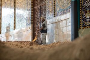 آماده سازی حرم سیدالشهدا برای حضور دسته طویریج